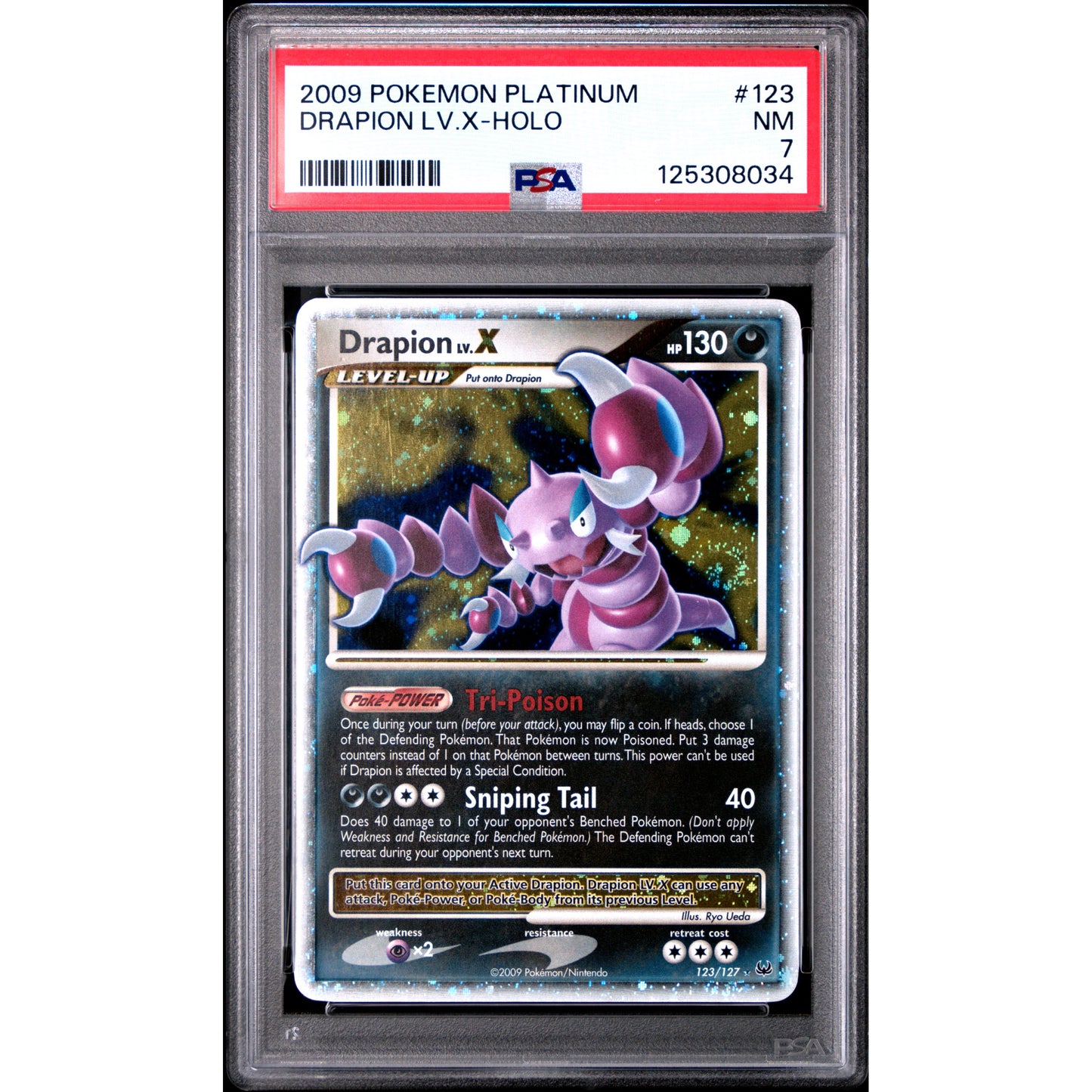 2009 POKEMON PLATINUM #123 DRAPION LV.X-HOLO