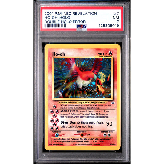 2001 POKEMON NEO REVELATION #7 HO-OH-HOLO DOUBLE HOLO ERROR